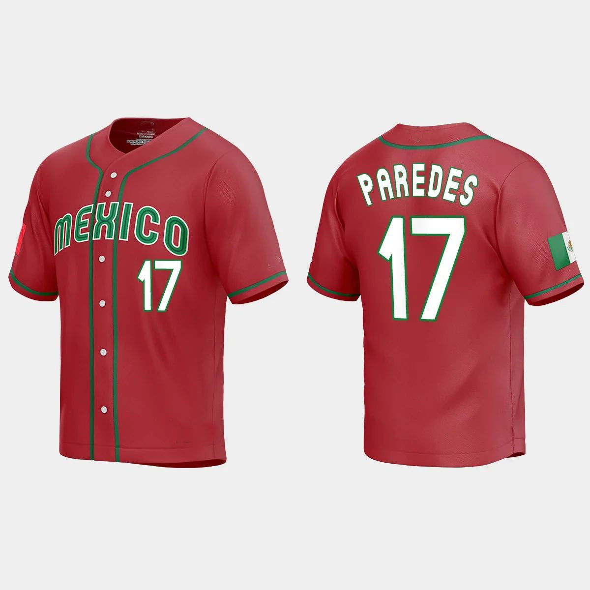 #17 ISAAC PAREDES MEXICO BASEBALL 2023 WORLD BASEBALL CLASSIC REPLICA JERSEYC RED Stitches Baseball Jerseys