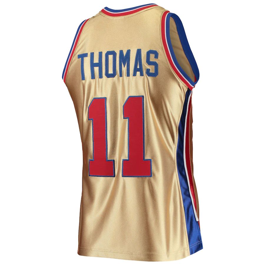 D.Pistons #11 Isaiah Thomas 75th Anniversary 1982-83 Hardwood Classics Swingman Jersey Gold Stitched American Basketball Jersey