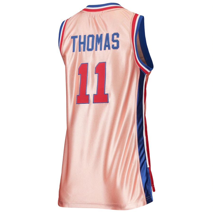 D.Pistons #11 Isaiah Thomas 75th Anniversary Rose Gold 1982 Swingman Jersey  Pink Stitched American Basketball Jersey