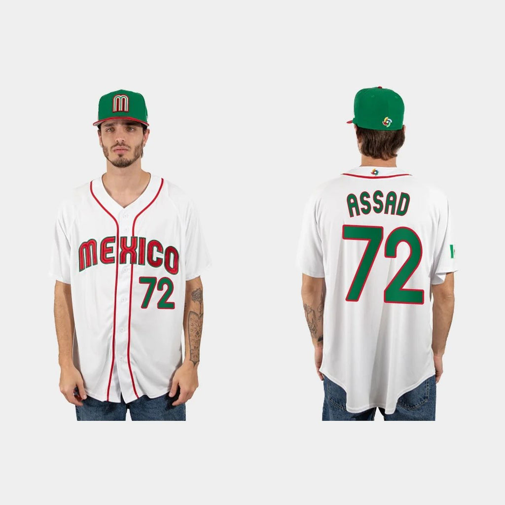 #72 JAVIER ASSAD MEXICO BASEBALL 2023 WORLD BASEBALL CLASSIC JERSEYC WHITE Stitches Baseball Jerseys
