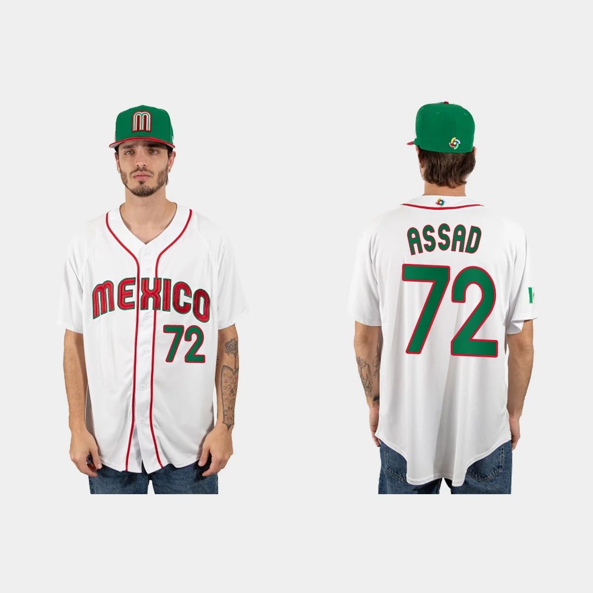 #72 JAVIER ASSAD MEXICO BASEBALL 2023 WORLD BASEBALL CLASSIC JERSEYC WHITE Stitches Baseball Jerseys