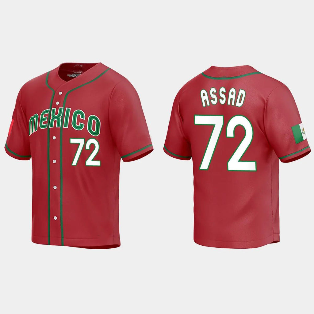 #72 JAVIER ASSAD MEXICO BASEBALL 2023 WORLD BASEBALL CLASSIC REPLICA JERSEYC RED Stitches Baseball Jerseys