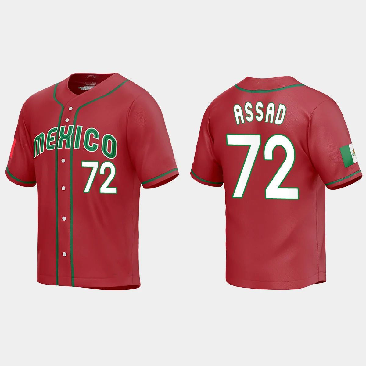 #72 JAVIER ASSAD MEXICO BASEBALL 2023 WORLD BASEBALL CLASSIC REPLICA JERSEYC RED Stitches Baseball Jerseys