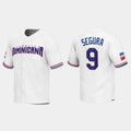 #9 JEAN SEGURA DOMINICAN REPUBLIC BASEBALL 2023 WORLD BASEBALL CLASSIC REPLICA JERSEYC WHITE Stitches Baseball Jerseys