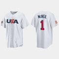 #1 JEFF MCNEIL NEW YORK METS 2023 WORLD BASEBALL CLASSIC USA REPLICA JERSEYC WHITE Stitches Baseball Jerseys