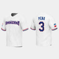 #3 JEREMY PENA DOMINICAN REPUBLIC BASEBALL 2023 WORLD BASEBALL CLASSIC REPLICA JERSEYC WHITE Stitches Baseball Jerseys