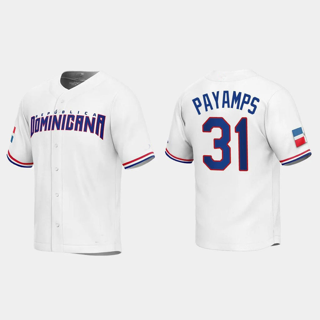 #31 JOEL PAYAMPS DOMINICAN REPUBLIC BASEBALL 2023 WORLD BASEBALL CLASSIC REPLICA JERSEYC WHITE Stitches Baseball Jerseys