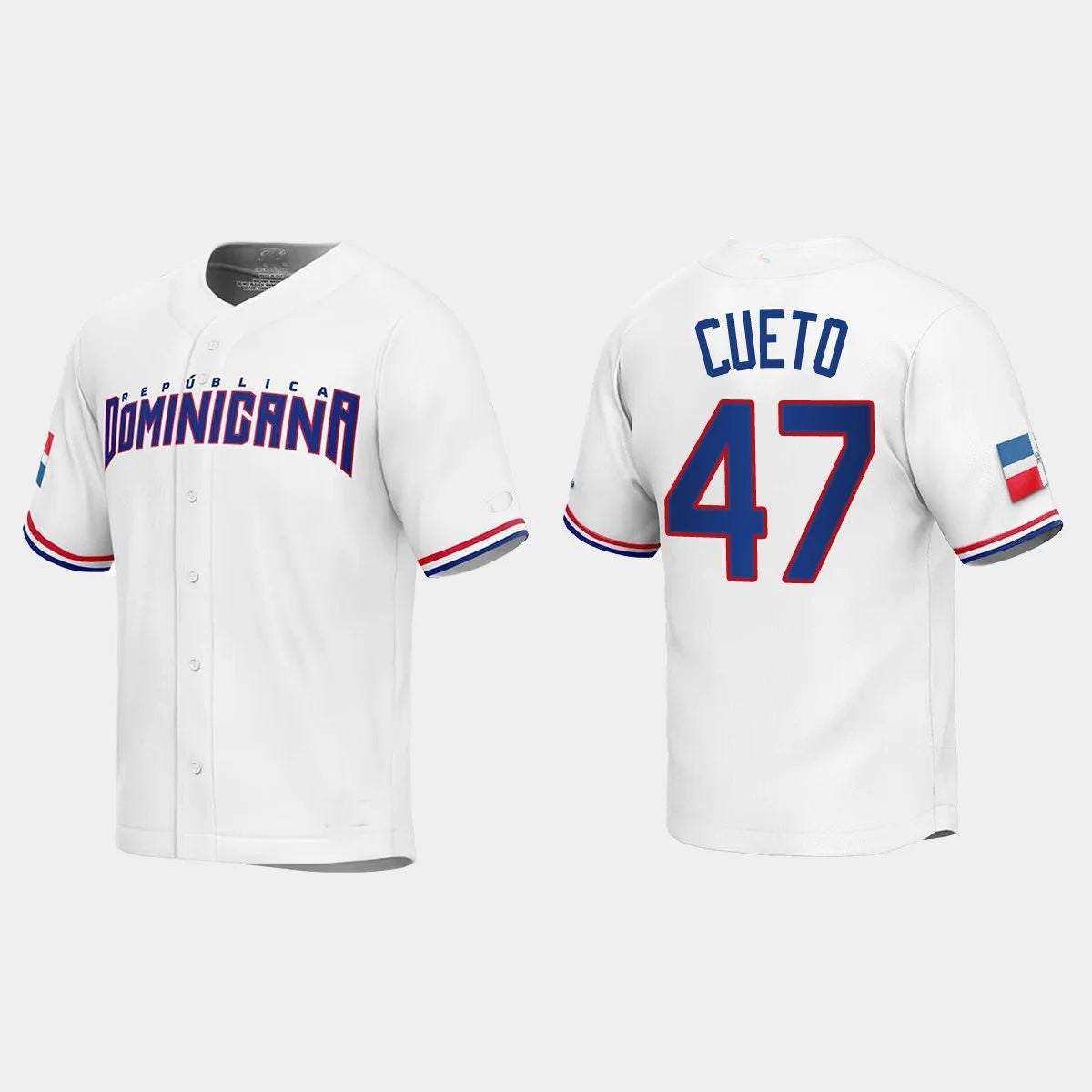 #47 JOHNNY CUETO DOMINICAN REPUBLIC BASEBALL 2023 WORLD BASEBALL CLASSIC REPLICA JERSEYC WHITE Stitches Baseball Jerseys