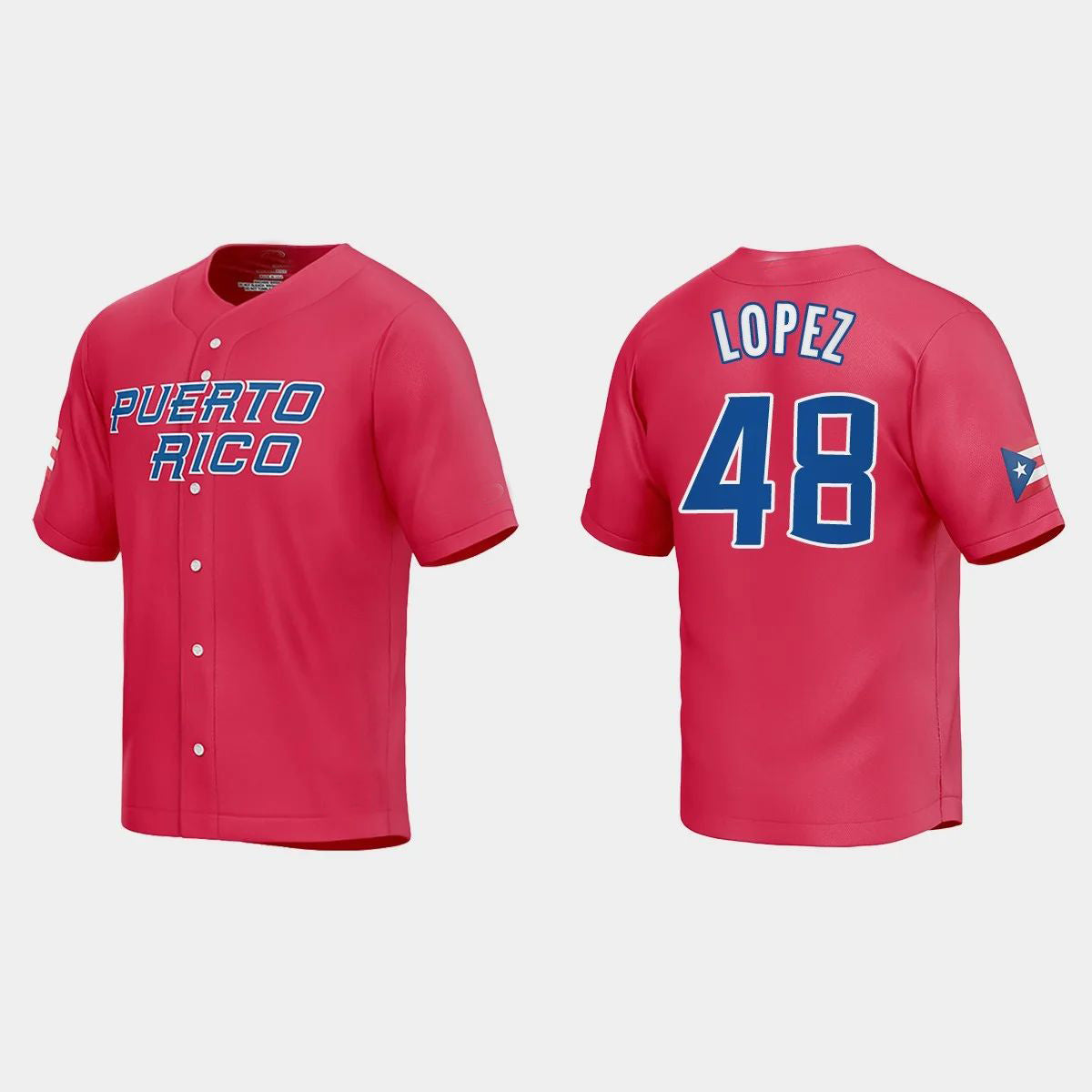 #48 JORGE LOPEZ PUERTO RICO BASEBALL 2023 WORLD BASEBALL CLASSIC JERSEYC RED Stitches Baseball Jerseys