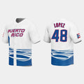 #48 JORGE LOPEZ PUERTO RICO BASEBALL 2023 WORLD BASEBALL CLASSIC JERSEYC WHITE Stitches Baseball Jerseys