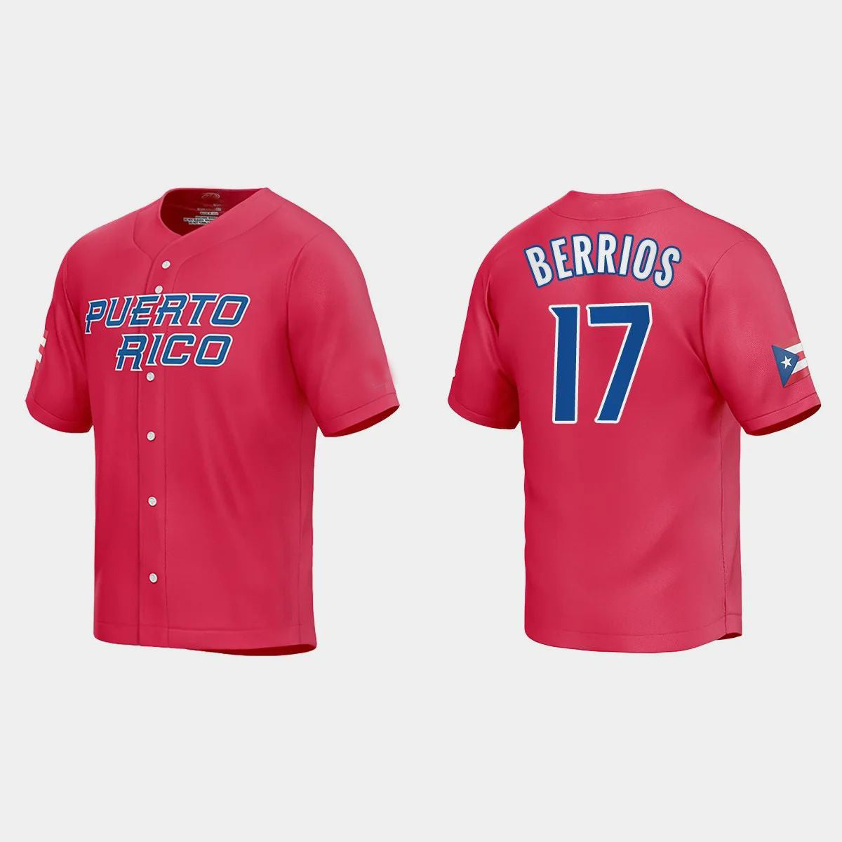#17 JOSE BERRIOS PUERTO RICO BASEBALL 2023 WORLD BASEBALL CLASSIC JERSEYC RED Stitches Baseball Jerseys