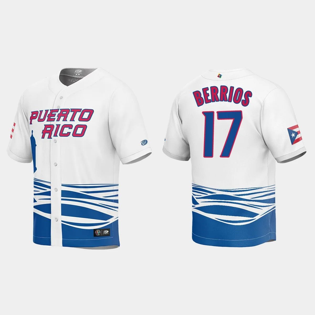 #17 JOSE BERRIOS PUERTO RICO BASEBALL 2023 WORLD BASEBALL CLASSIC JERSEYC WHITE Stitches Baseball Jerseys