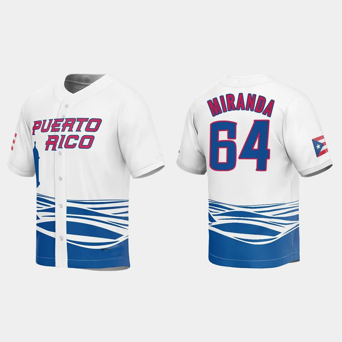 #64 JOSE MIRANDA PUERTO RICO BASEBALL 2023 WORLD BASEBALL CLASSIC JERSEYC WHITE Stitches Baseball Jerseys