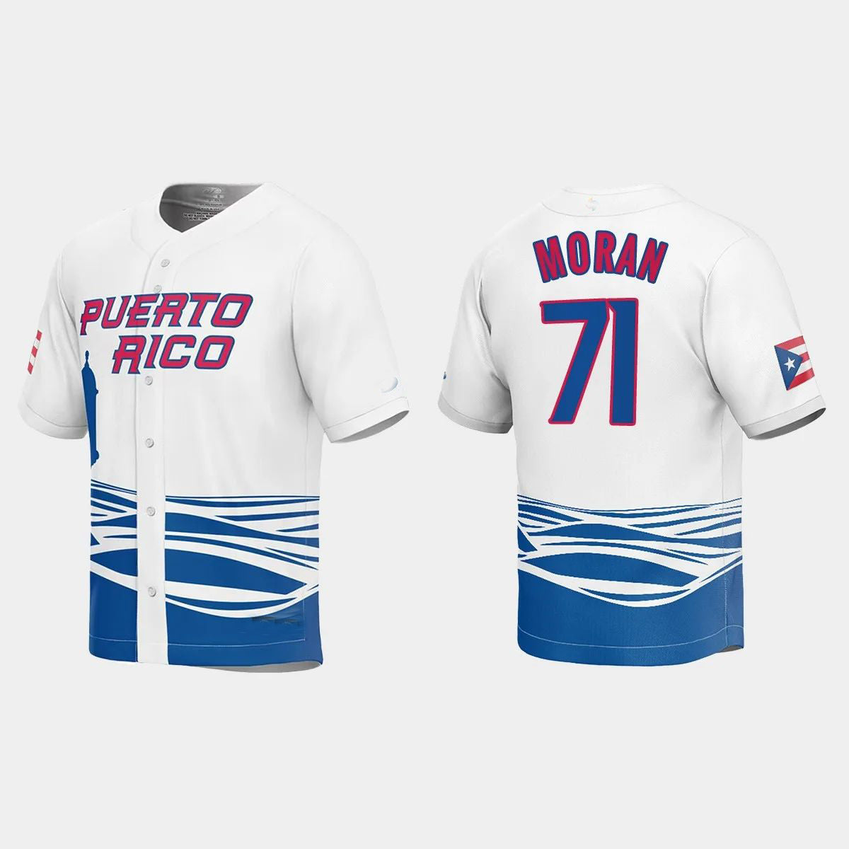#71 JOVANI MORAN PUERTO RICO BASEBALL 2023 WORLD BASEBALL CLASSIC JERSEYC WHITE Stitches Baseball Jerseys