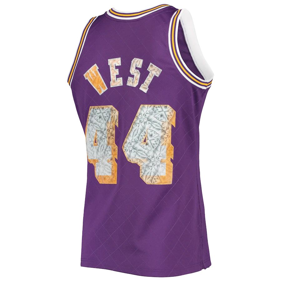 LA.Lakers #44 Jerry West 1996-97 Hardwood Classics 75th Anniversary Diamond Swingman Jersey Purple Stitched American Basketball Jersey