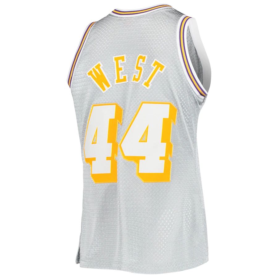 LA.Lakers #44 Jerry West 75th Anniversary 1971-72 Hardwood Classics Swingman Jersey Silver Stitched American Basketball Jersey