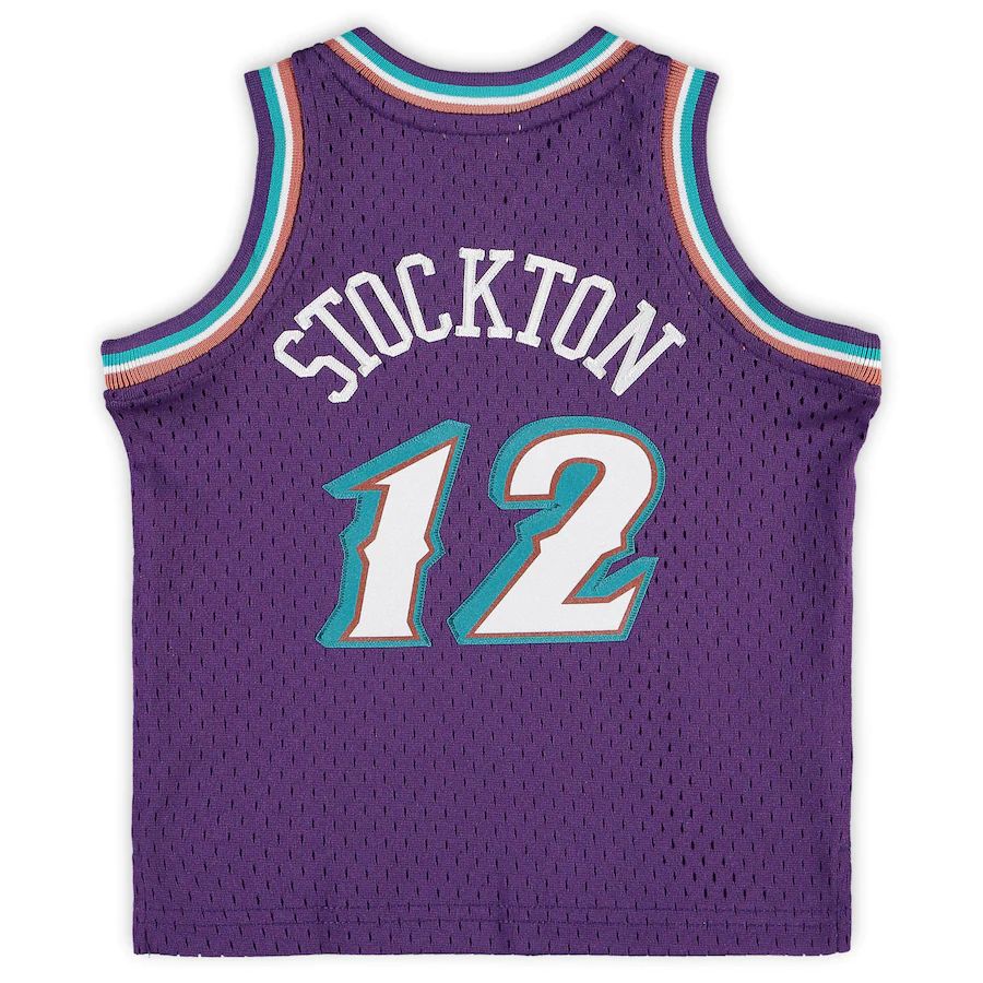 U.Jazz #12 John Stockton Infant 1996-97 Hardwood Classics Retired Player Jersey Purple Stitched American Basketball Jersey