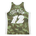 U.Jazz #12 John Stockton Unisex Hardwood Classics 1998-99 Ghost Green Swingman Jersey Camo Stitched American Basketball Jersey