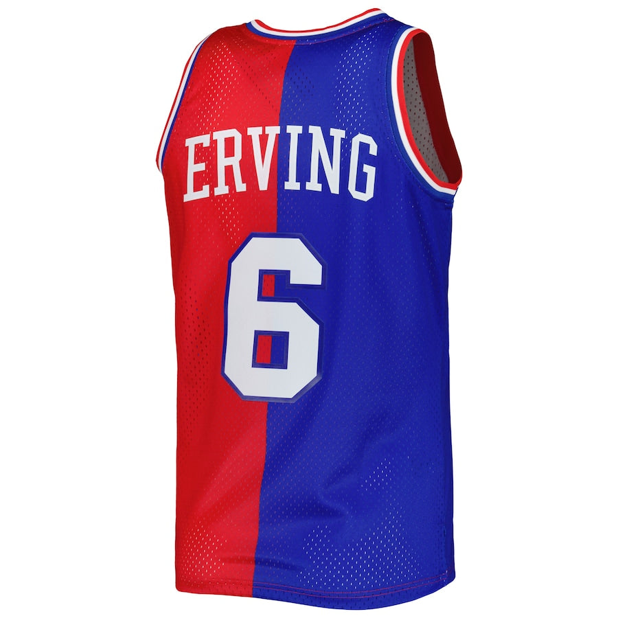 PH.76ers #6 Julius Erving Hardwood Classics 1982-83 Split Swingman Jersey Royal-Red Stitched American Basketball Jersey