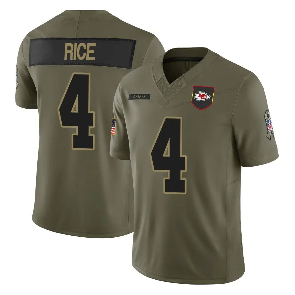 KC.Chiefs #4 Rashee Rice Player Olive Salute to Service Limited Football Jerseys