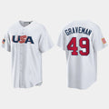 #49 KENDALL GRAVEMAN CHICAGO WHITE SOX 2023 WORLD BASEBALL CLASSIC USA REPLICA JERSEYC WHITE Stitches Baseball Jerseys