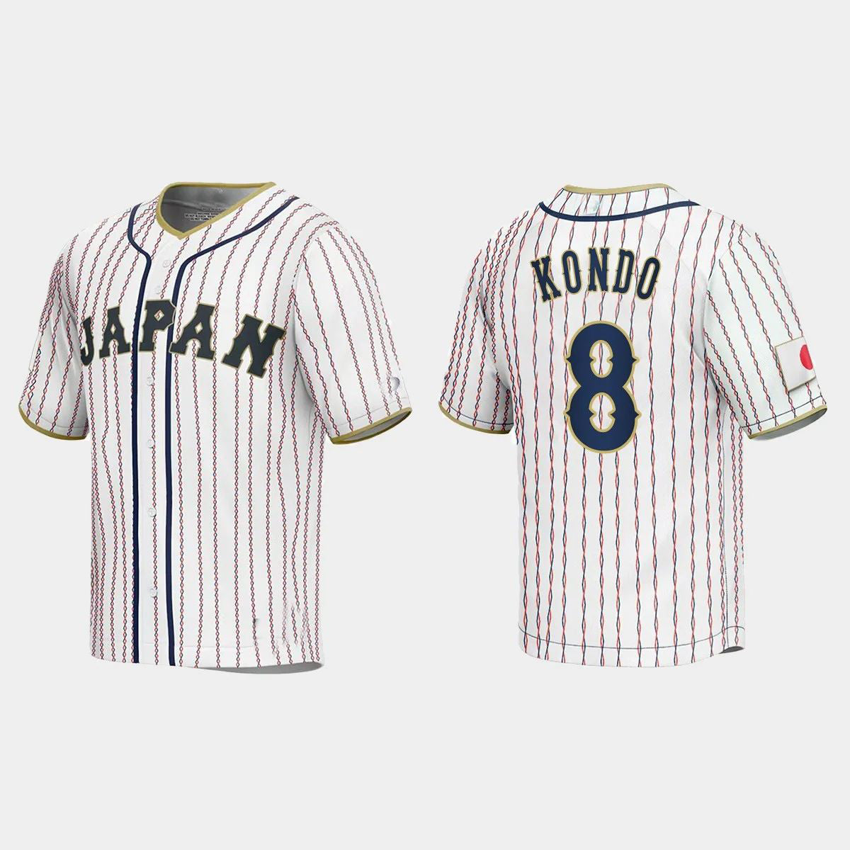#8 KENSUKE KONDO JAPAN BASEBALL 2023 WORLD BASEBALL CLASSIC JERSEYC WHITE Stitches Baseball Jerseys