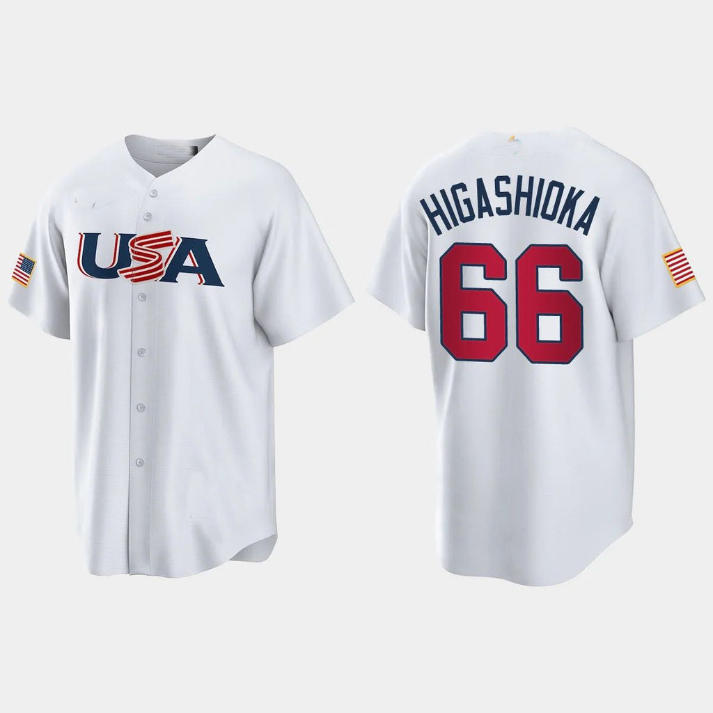 #66 KYLE HIGASHIOKA NEW YORK YANKEES 2023 WORLD BASEBALL CLASSIC USA REPLICA JERSEYC WHITE Stitches Baseball Jerseys