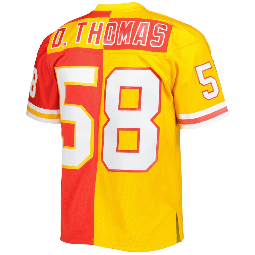 KC.Chiefs #58 Derrick Thomas 1994 Split Legacy Replica Jersey - Red/Gold Stitched American Football Jerseys
