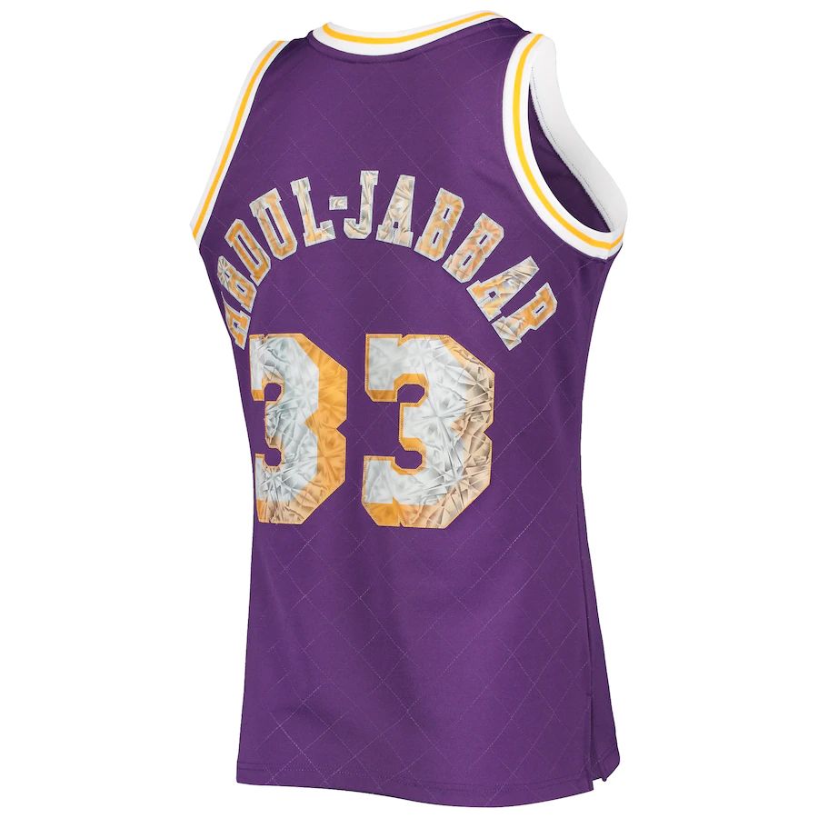 LA.Lakers #33 Kareem Abdul-Jabbar 1996-97 Hardwood Classics 75th Anniversary Diamond Swingman Jersey Purple Stitched American Basketball Jersey