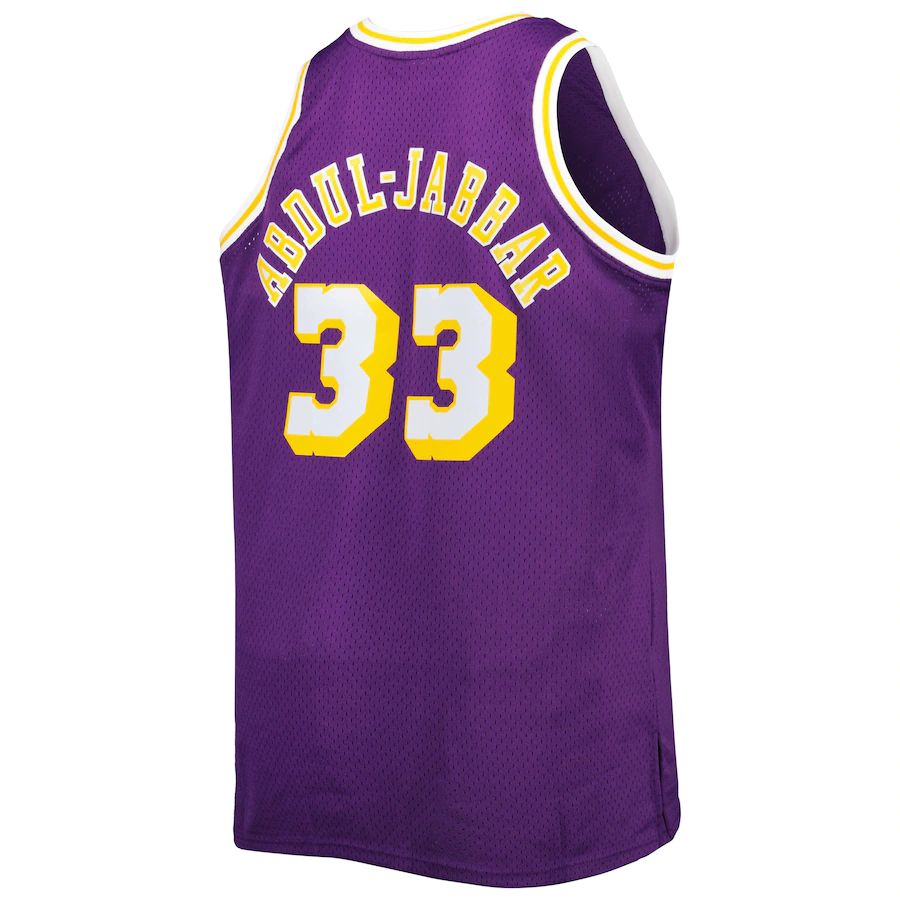 LA.Lakers #33 Kareem Abdul-Jabbar Big & Tall Hardwood Classics 1983-84 Swingman Jersey Purple Stitched American Basketball Jersey