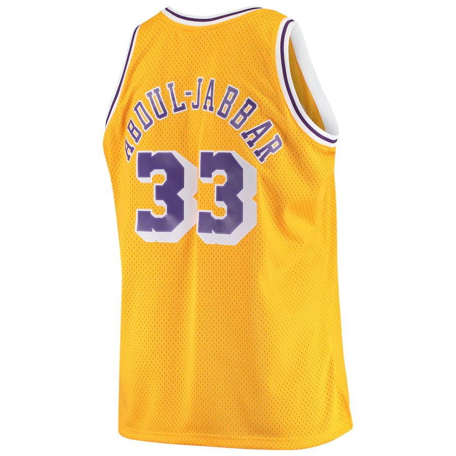 LA.Lakers #33 Kareem Abdul-Jabbar Big & Tall Hardwood Classics Jersey Gold Stitched American Basketball Jersey