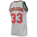 M.Bucks #33 Kareem Abdul-Jabbar 75th Anniversary 1971-72 Hardwood Classics Swingman Jersey Silver Stitched American Basketball Jersey