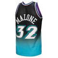 U.Jazz #32 Karl Malone 199697 Hardwood Classics Fadeaway Swingman Player Jersey BlackLight Blue Stitched American Basketball Jersey