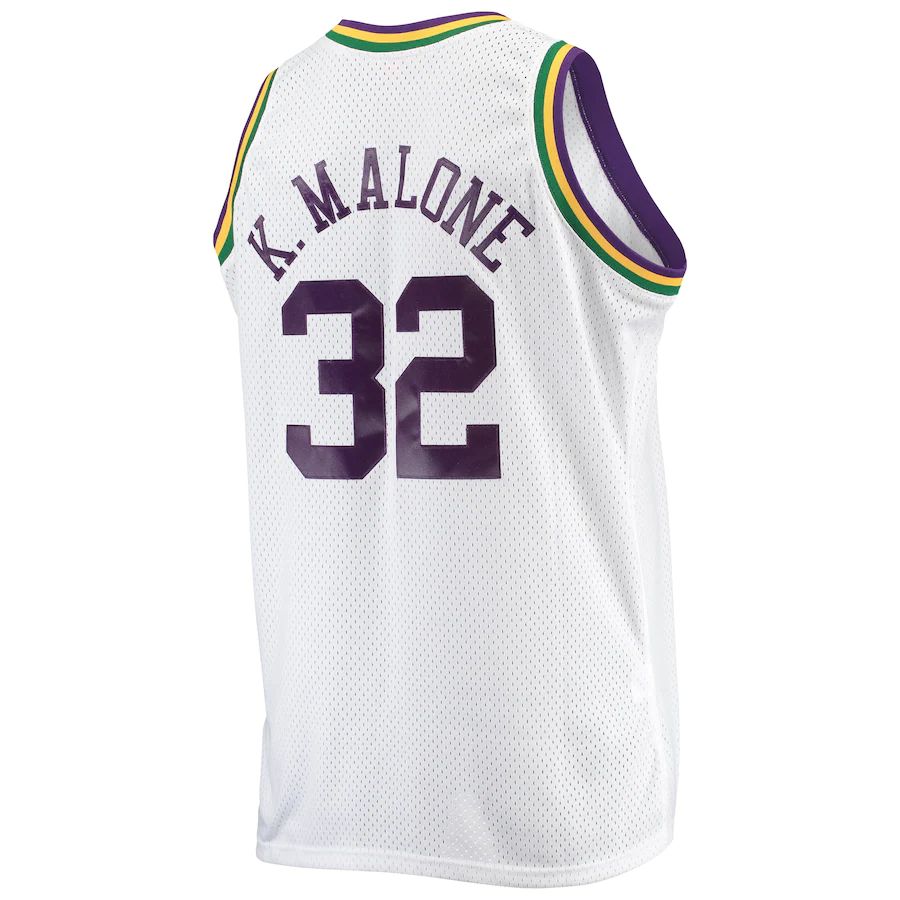U.Jazz #32 Karl Malone Big & Tall Hardwood Classics Swingman Jersey White Stitched American Basketball Jersey