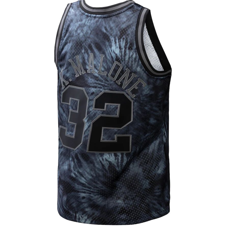 U.Jazz #32 Karl Malone Unisex Hardwood Classics 1991-92 Tie-Dye Swingman Jersey Black Stitched American Basketball Jersey