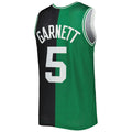 B.Celtics #5 Kevin Garnett Hardwood Classics 2007-08 Split Swingman Jersey Black Kelly Green Stitched American Basketball Jersey