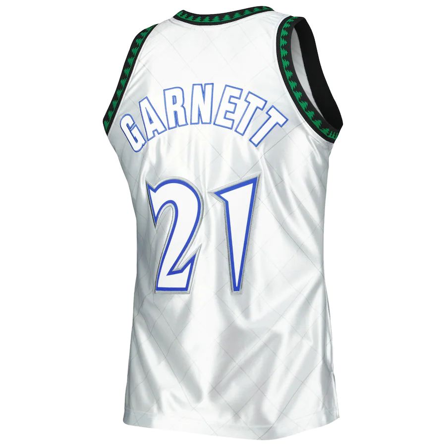 M.Timberwolves #21 Kevin Garnett 1997-98 Hardwood Classics 75th Anniversary Swingman Jersey Platinum Stitched American Basketball Jersey