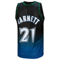 M.Timberwolves #21 Kevin Garnett 1997-98 Hardwood Classics Fadeaway Swingman Player Jersey BlueBlack Stitched American Basketball Jersey