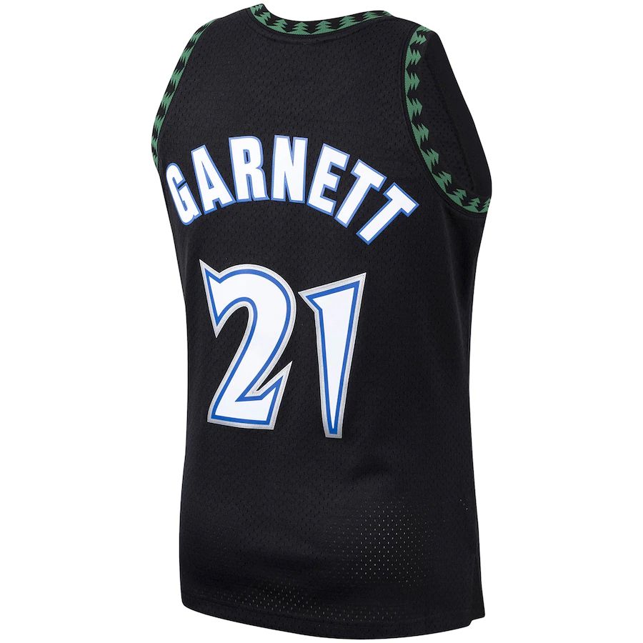 M.Timberwolves #21 Kevin Garnett 1997-98 Hardwood Classics Swingman Player Jersey Black Stitched American Basketball Jersey