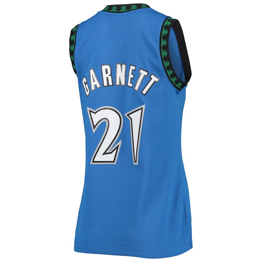 M.Timberwolves #21 Kevin Garnett Hardwood Classics Swingman Jersey Blue Stitched American Basketball Jersey