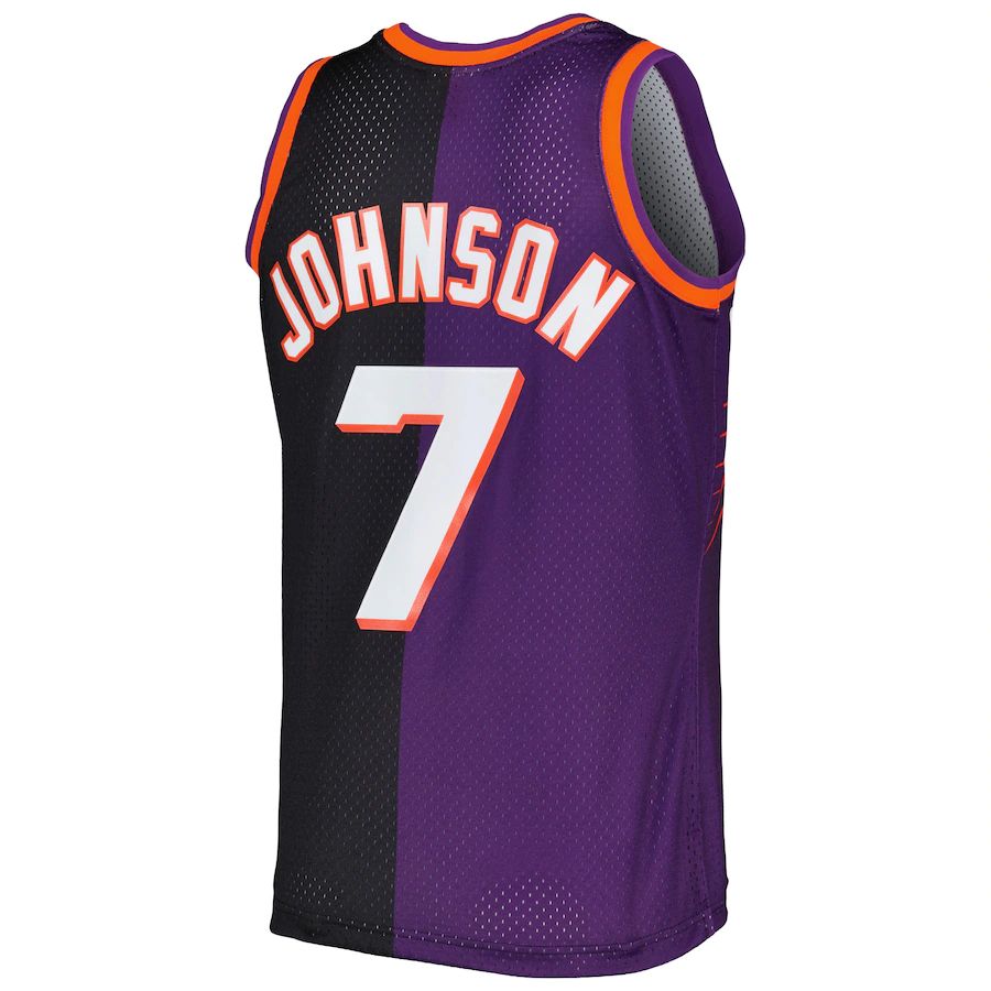 P.Suns #7 Kevin Johnson Hardwood Classics 1996-97 Split Swingman Jersey Purple-Black Stitched American Basketball Jersey