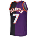 P.Suns #7 Kevin Johnson Hardwood Classics 1996-97 Split Swingman Jersey Purple-Black Stitched American Basketball Jersey