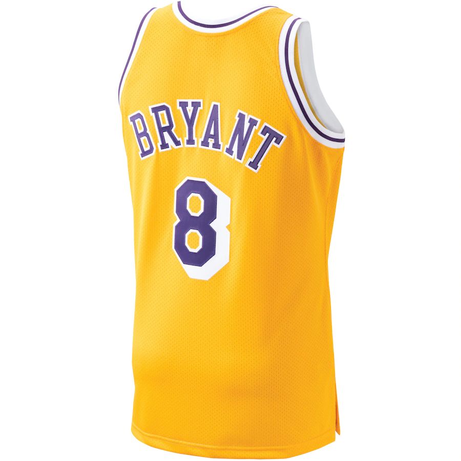 LA.Lakers #8 Kobe Bryant 1996-97 Hardwood Classics Authentic Player Jersey Gold Stitched American Basketball Jersey