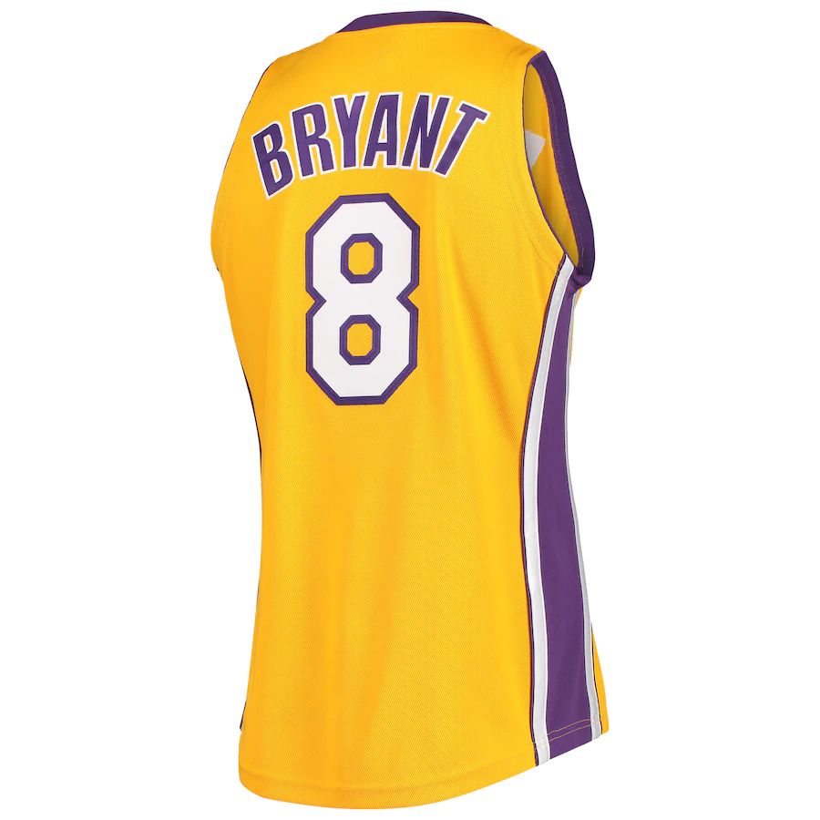 LA.Lakers #8 Kobe Bryant 2001-02 Hardwood Classics Authentic Jersey Gold Stitched American Basketball Jersey