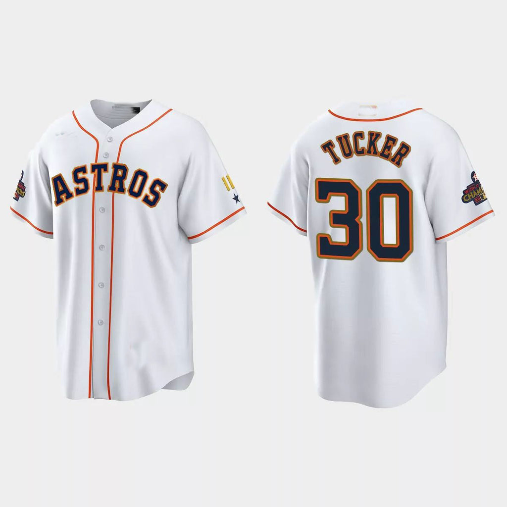 #30 Kyle Tucker Houston Astros 2023 Gold Program JerseyC White Stitches Baseball Jerseys