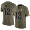 LA.Rams #12 Puka Nacua Player Salute To Service Olive Football Jerseys
