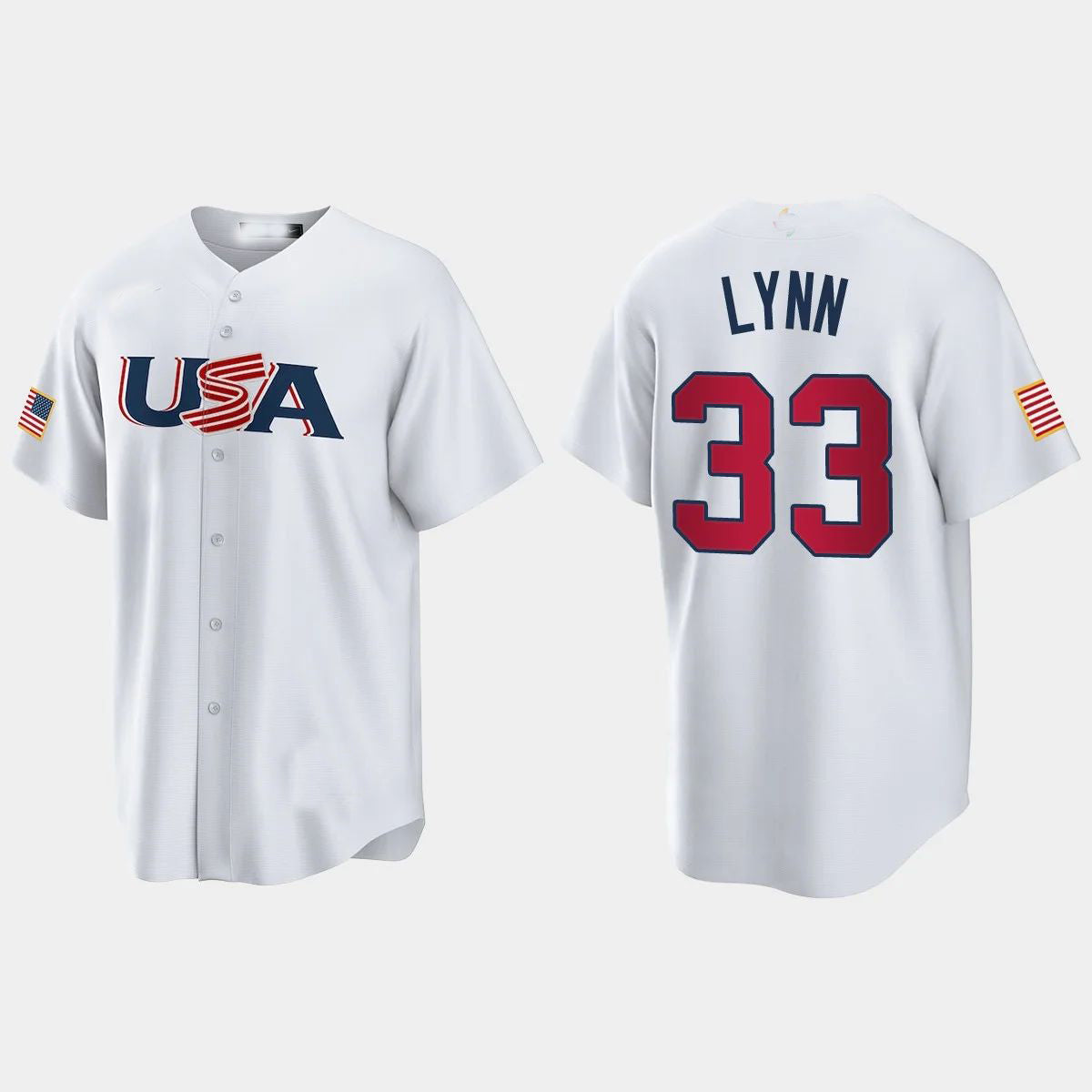 #33 LANCE LYNN CHICAGO WHITE SOX 2023 WORLD BASEBALL CLASSIC USA REPLICA JERSEYC WHITE Stitches Baseball Jerseys