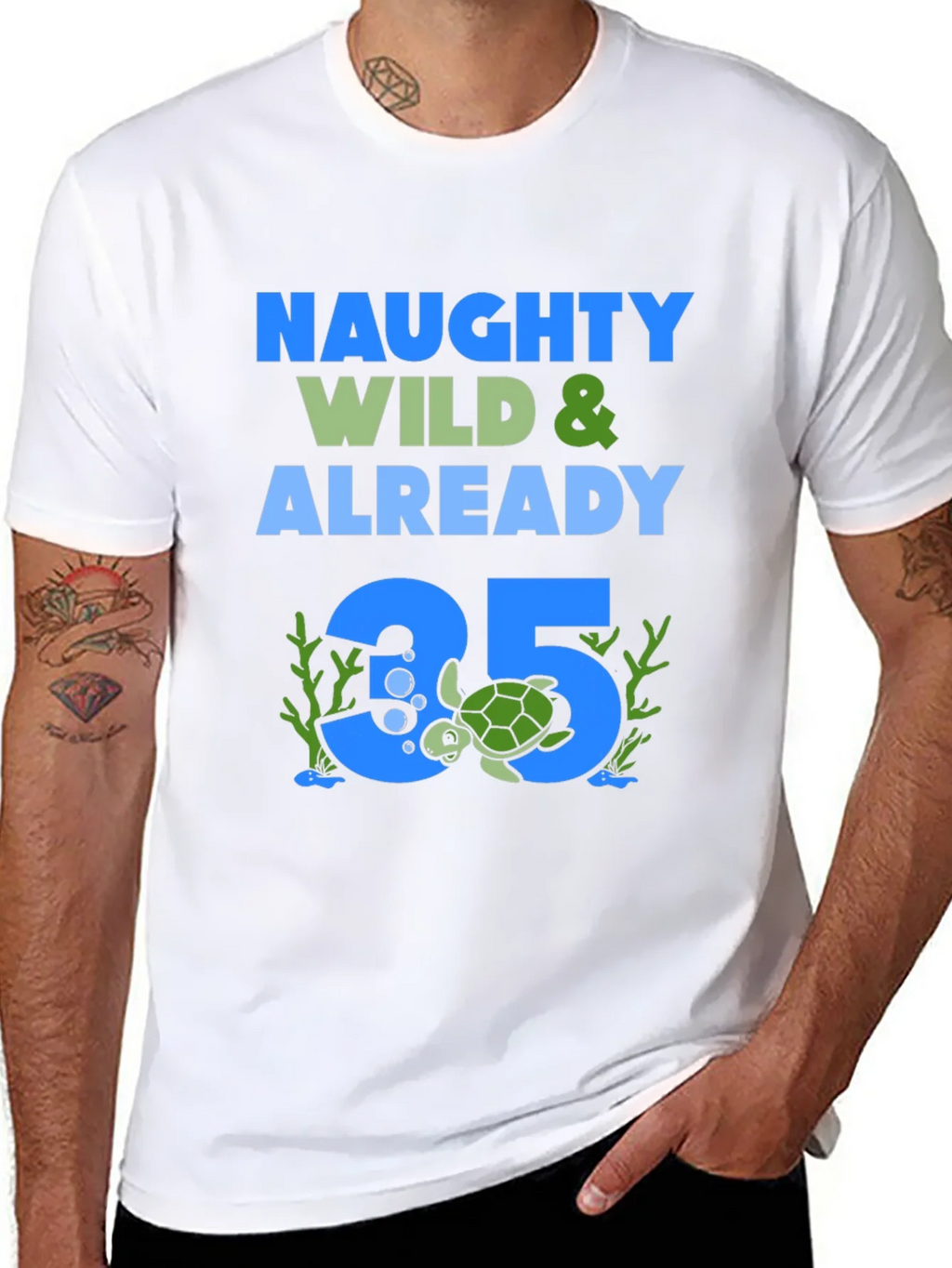 Naughty Wild & Already 35 Turtle Graphic T-Shirt