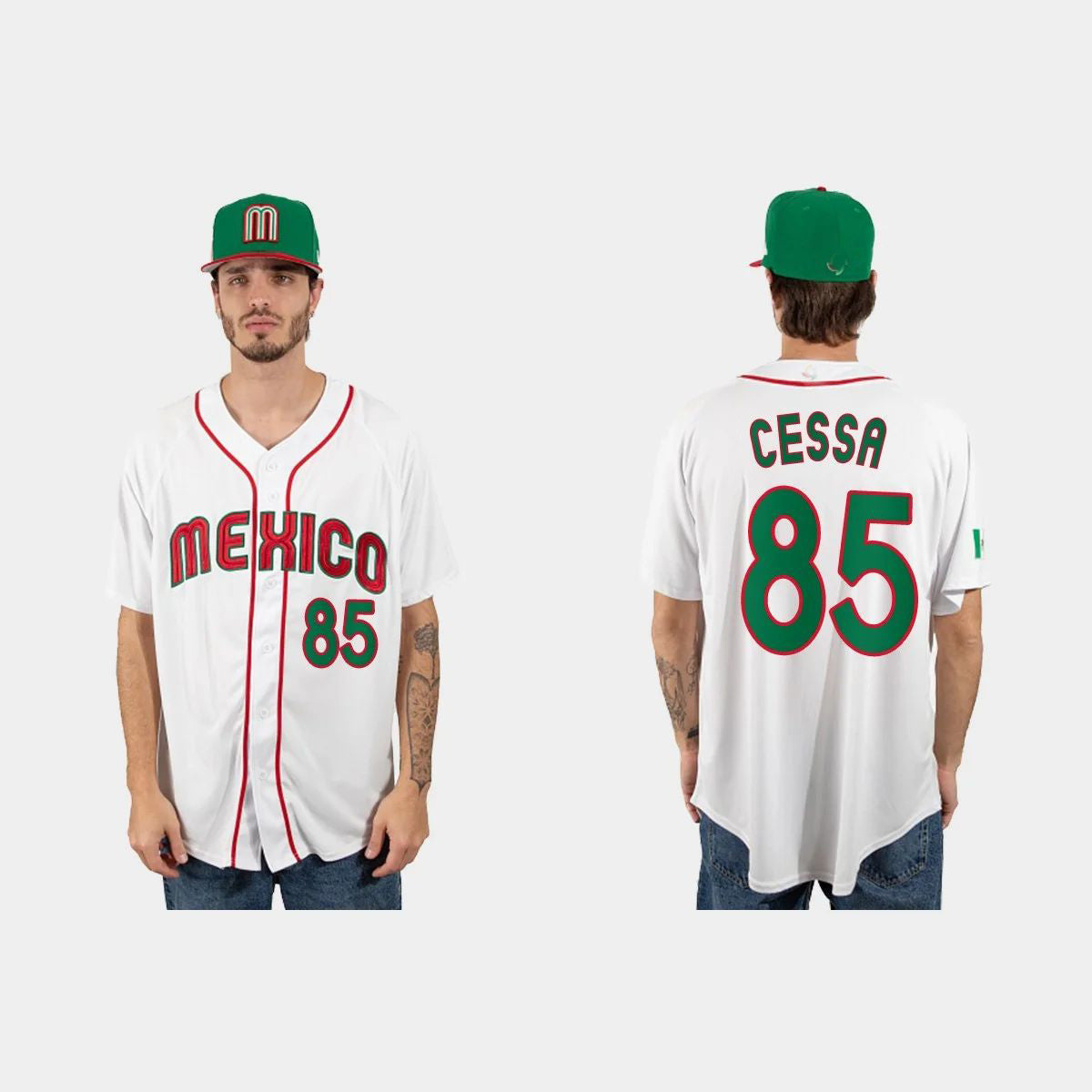 #85 LUIS CESSA MEXICO BASEBALL 2023 WORLD BASEBALL CLASSIC JERSEYC WHITE Stitches Baseball Jerseys