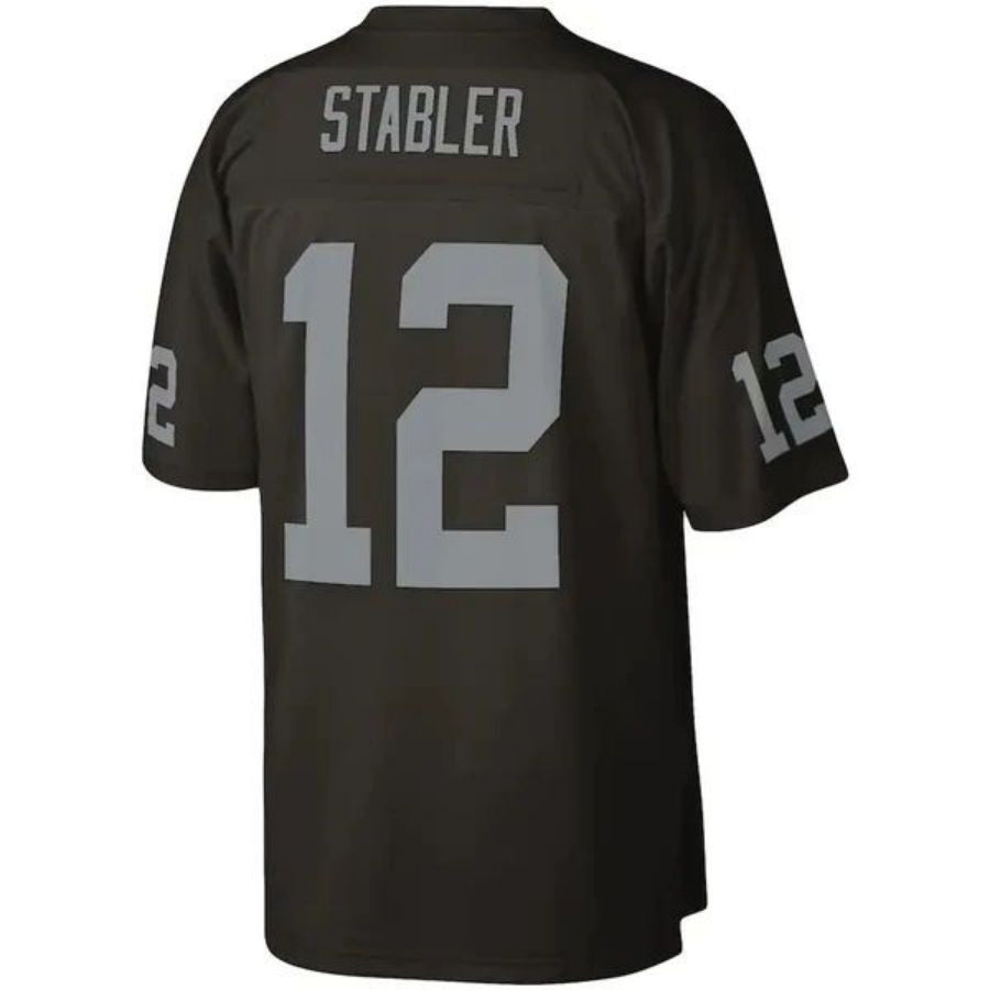 LV.Raiders #12 Ken Stabler Player Black Legacy Replica Jersey Stitched American Football Jerseys